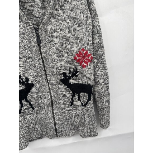 Telluride Wool Blend Zip Front Sweater Women Small Grey Holiday Winter Festive - Picture 8 of 10